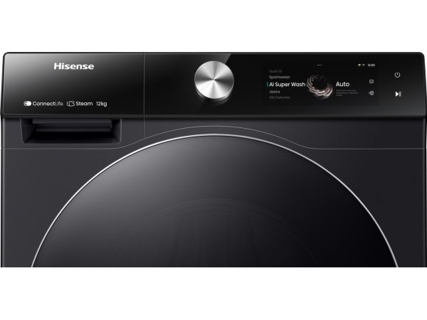 Hisense WF7S1247BB, Front-læsning, 12 kg, B, 70 dB, 1400 rpm, A