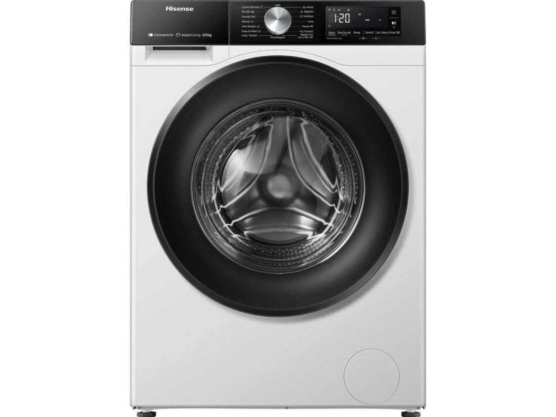Hisense WD3S8043BW3 - Vaske-/ tørremaskine - Wi-Fi - bredde: 59.5 cm - dybde: 51 cm - højde: 84.5 cm - frontbetjening - 54 liter - 8 kg - 1400 rpm - hvid