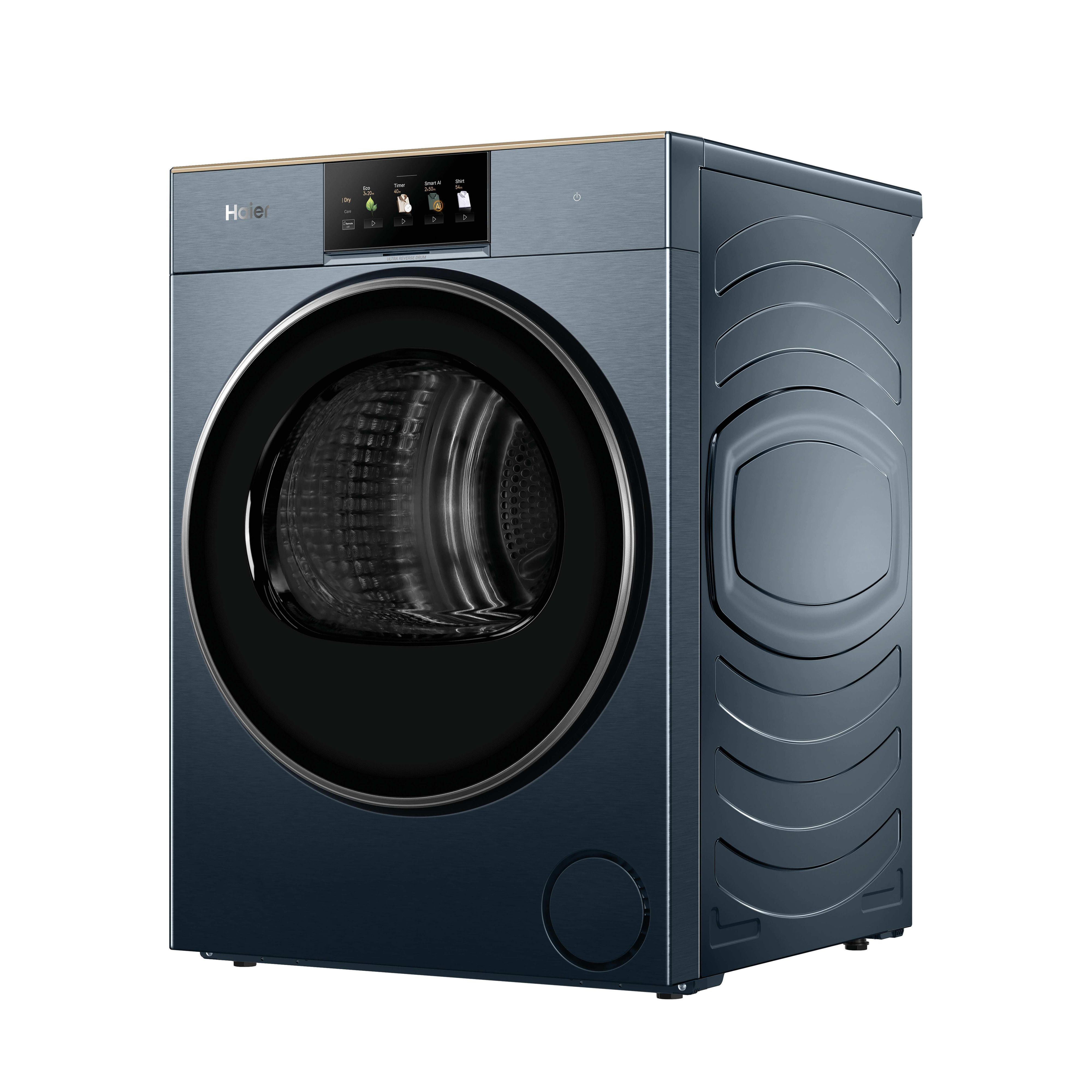 Haier HD90-BQL8GNU1, Fritstående, Front-læsning, Varmepumpe, Blå, Berøring, Ceylon Blue billede 2