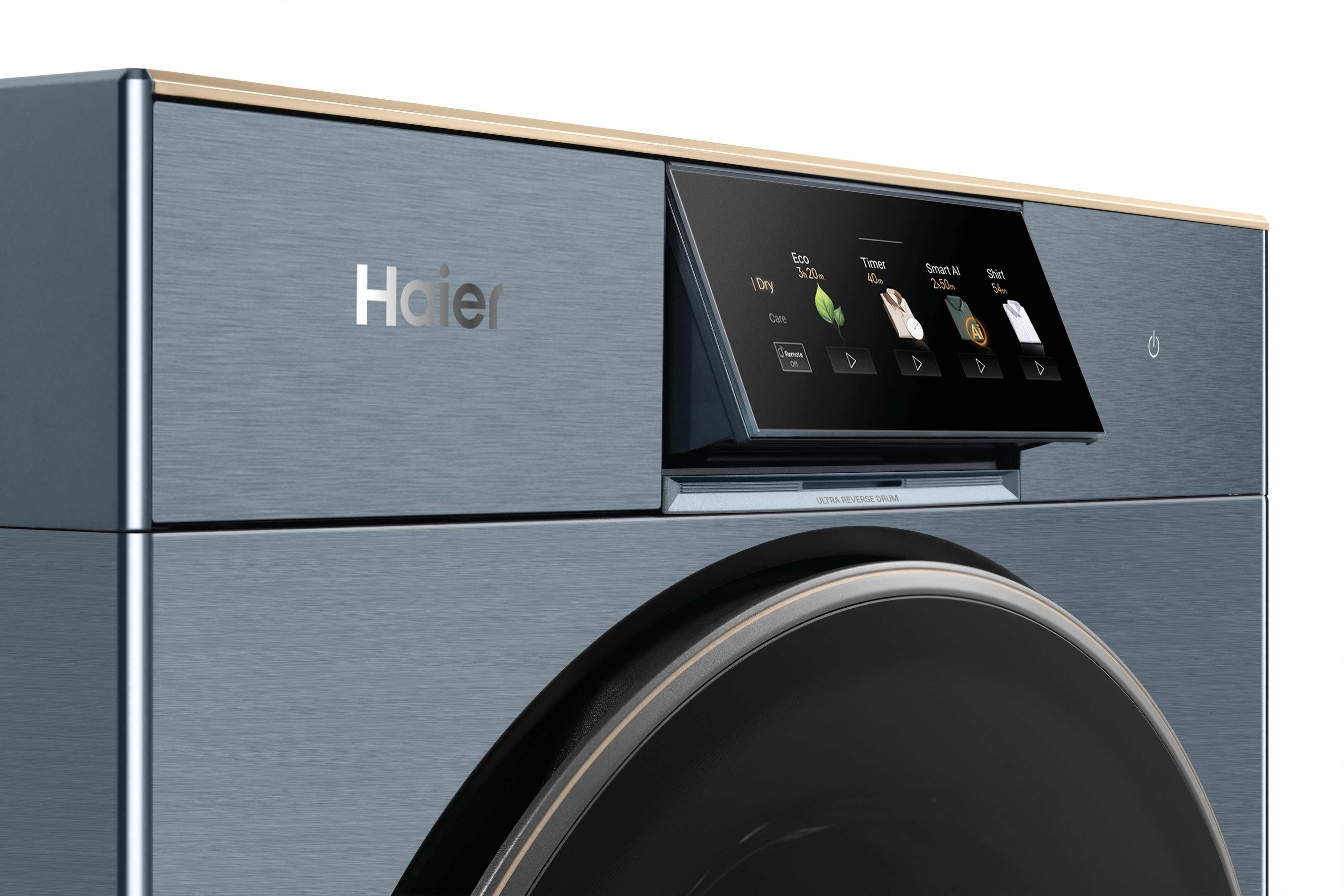 Haier HD90-BQL8GNU1, Fritstående, Front-læsning, Varmepumpe, Blå, Berøring, Ceylon Blue billede 4