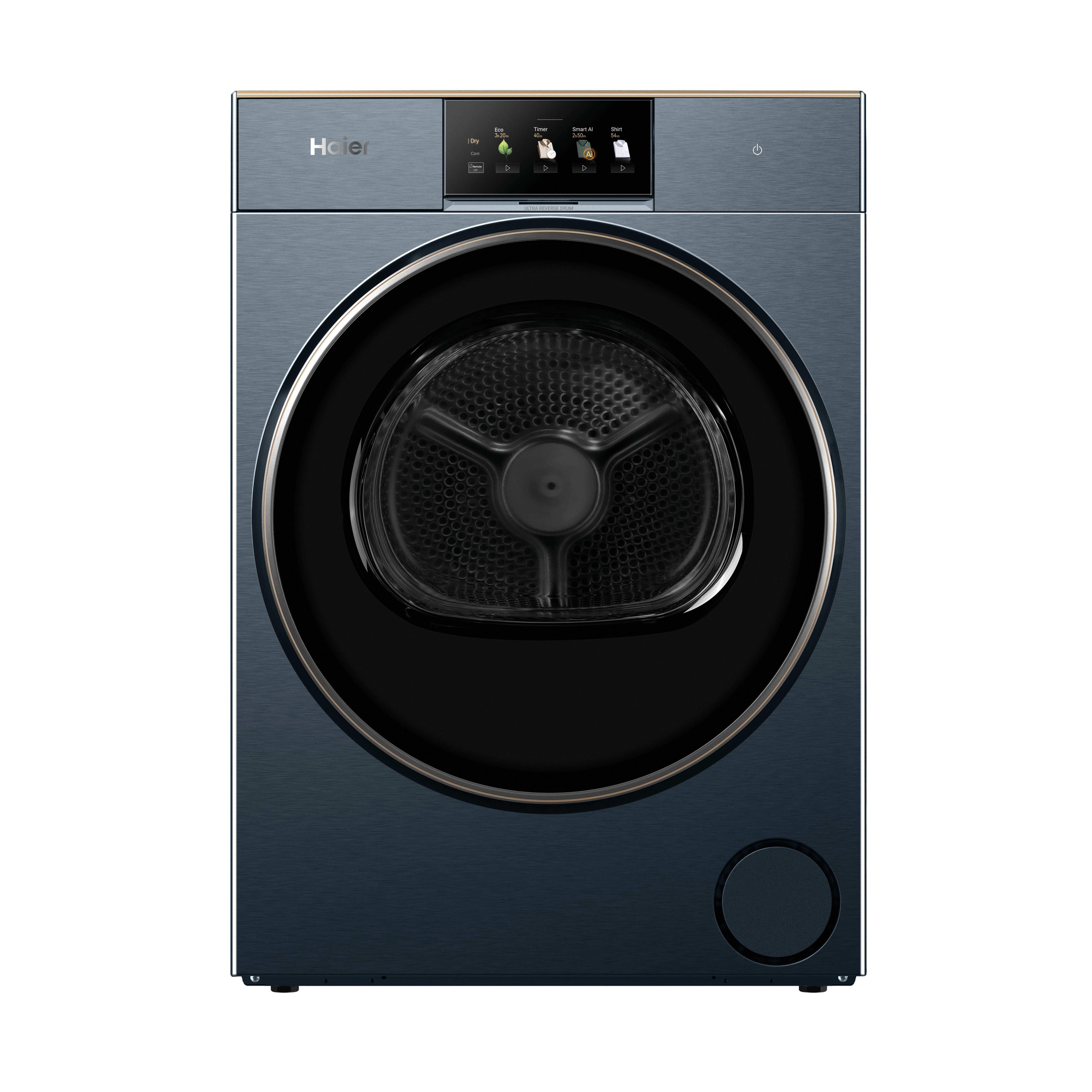 Haier HD90-BQL8GNU1, Fritstående, Front-læsning, Varmepumpe, Blå, Berøring, Ceylon Blue billede 1