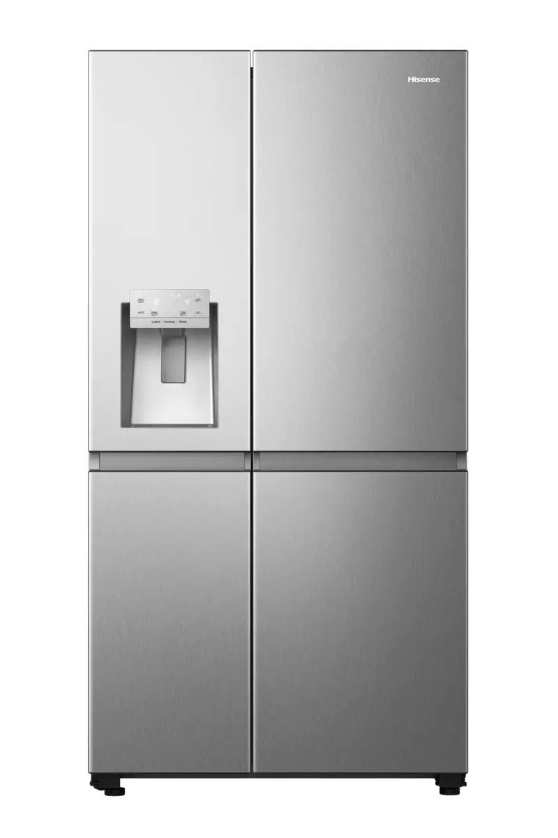 Hisense RS818N4TIC, Fritstående, Amerikansk dør, Grå, Rustfrit stål, Berøring, LED, På døren billede 1
