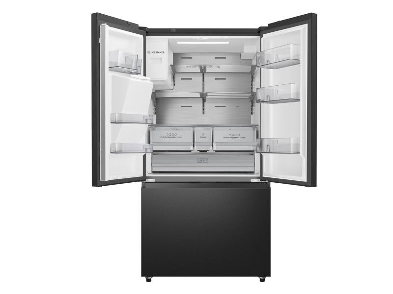 Hisense RF793N4SAFE, Fritstående, Fransk dør, Sort, 3 dør(e), Berøring, LED billede 3