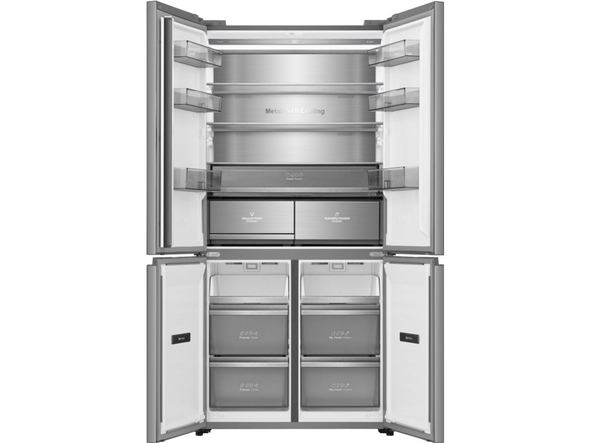 Hisense RQ5P605NSVE, Fritstående, Amerikansk dør, Rustfrit stål, 4 dør(e), LED, R600A