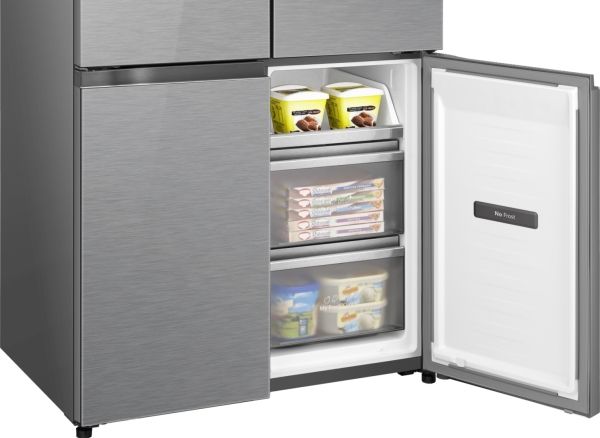 Hisense RQ5P605NSVE, Fritstående, Amerikansk dør, Rustfrit stål, 4 dør(e), LED, R600A