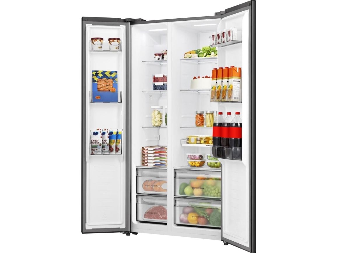 Hisense RS3P558NEFD, Fritstående, Amerikansk dør, Sort, 2 dør(e), Berøring, LED