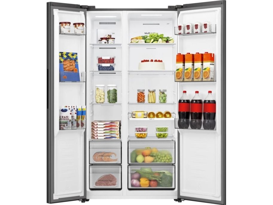 Hisense RS3P558NEFD, Fritstående, Amerikansk dør, Sort, 2 dør(e), Berøring, LED