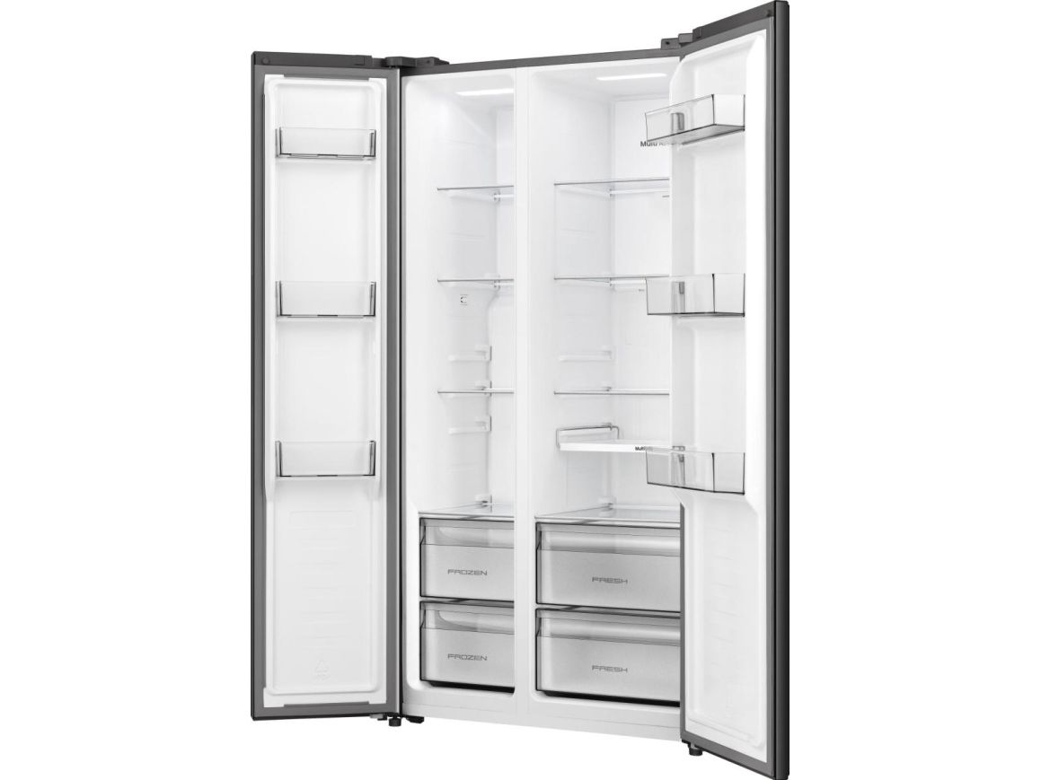 Hisense RS3P558NEFD, Fritstående, Amerikansk dør, Sort, 2 dør(e), Berøring, LED