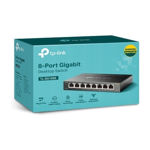TP-Link Tl-SG108S 8-ports skrivebords-switch billede 3