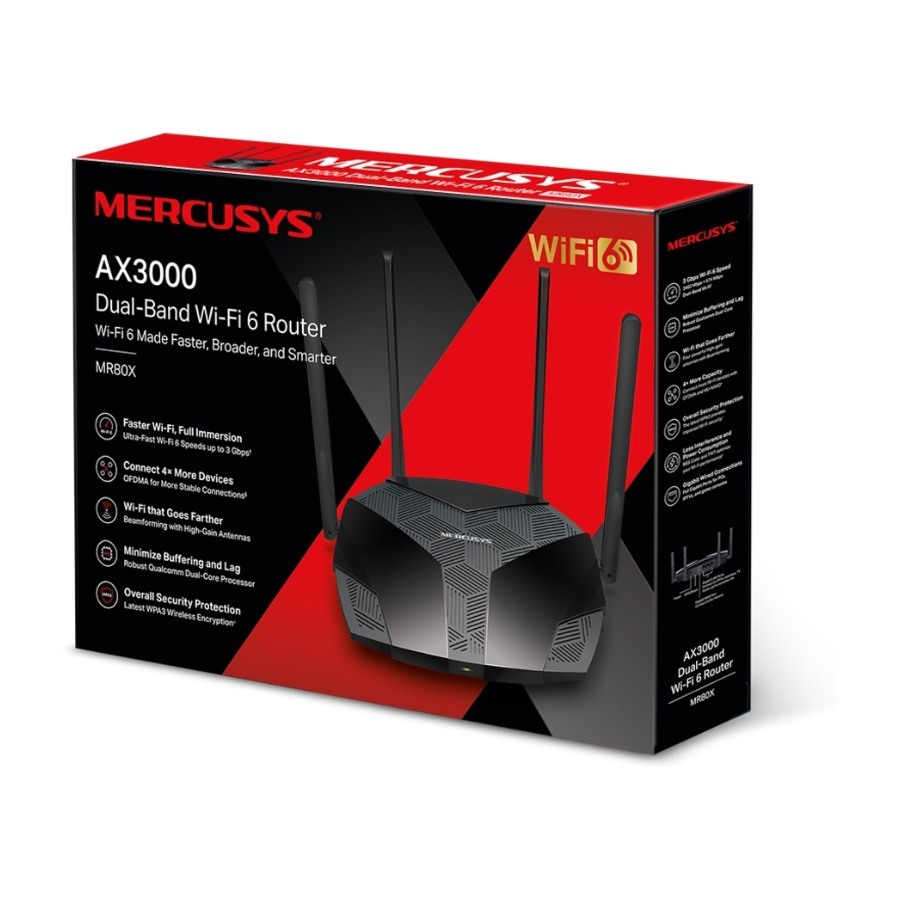 Mercusys MR80X AX3000 Dual-Band Wi-Fi 6-router billede 4