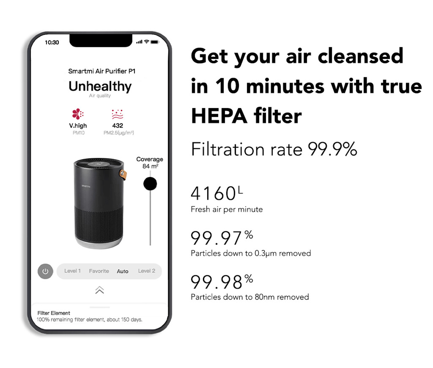 Smartmi Air Purifier P1 Silver Luftrenser billede 3