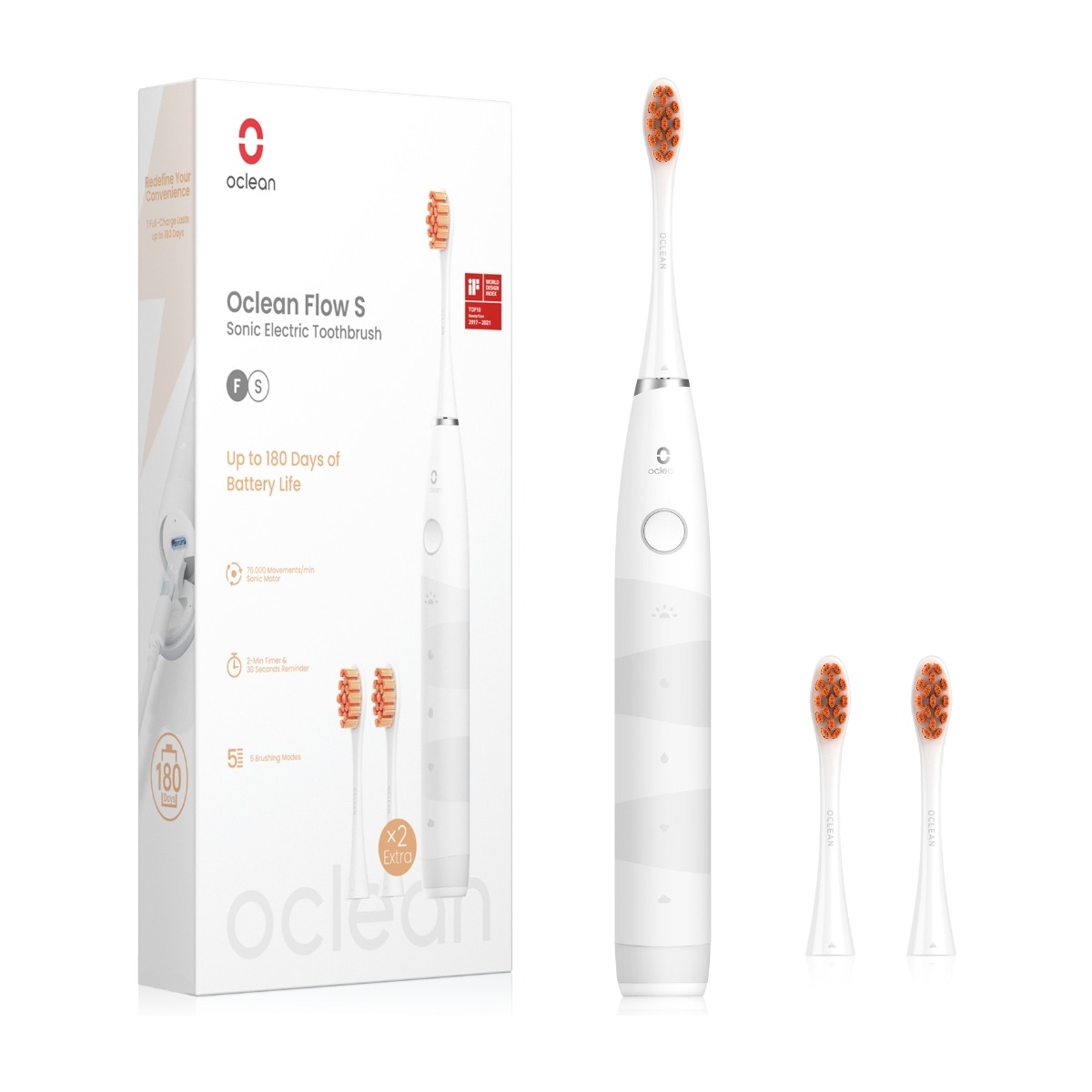 Oclean Flow S elektrisktandbørste, hvid billede 3