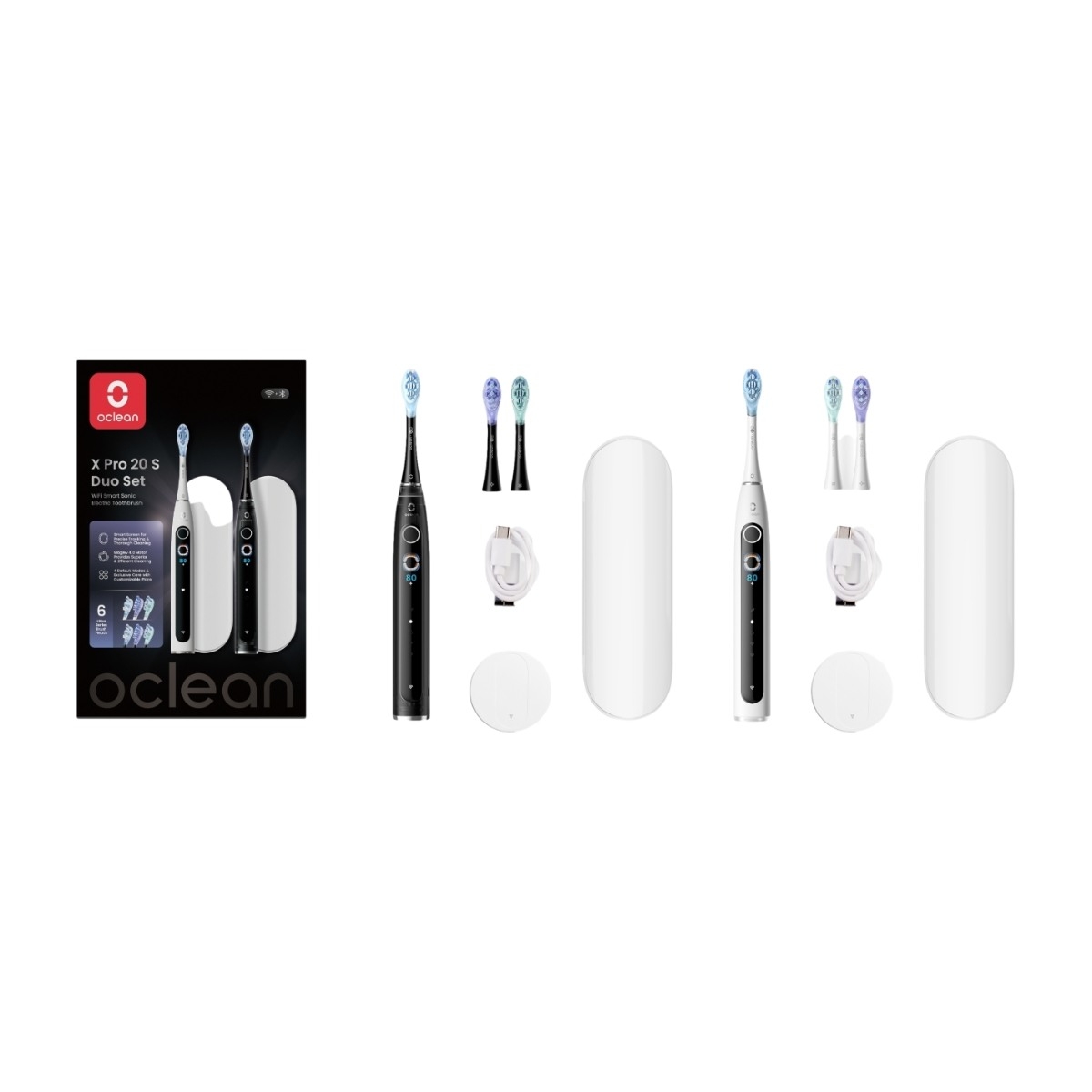 Oclean X Pro 20 Duo White+Blac K Eltandbørste billede 1