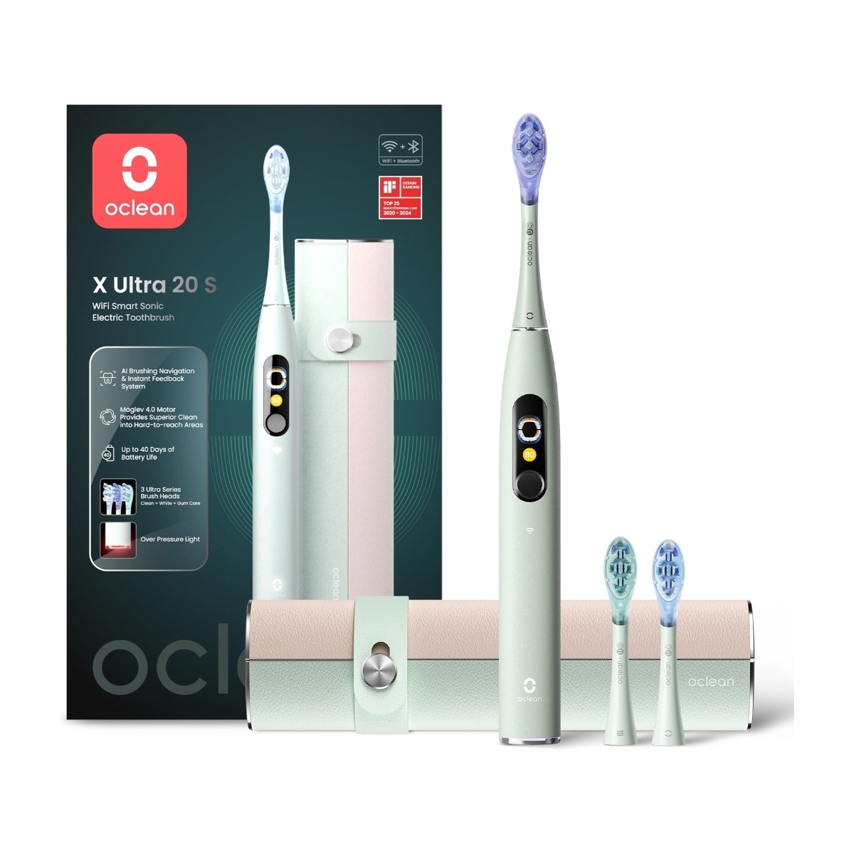 Oclean X Ultra 20 S elektrisk tandbørste, grøn billede 2