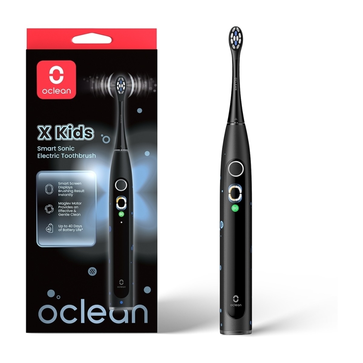 Oclean X Kids elektrisk tandbørste, sort billede 2