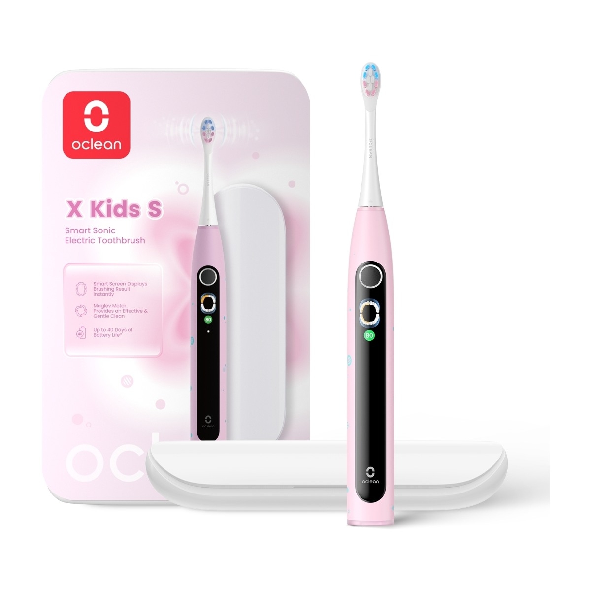 Oclean X Kids S elektrisk tandbørste, pink billede 2