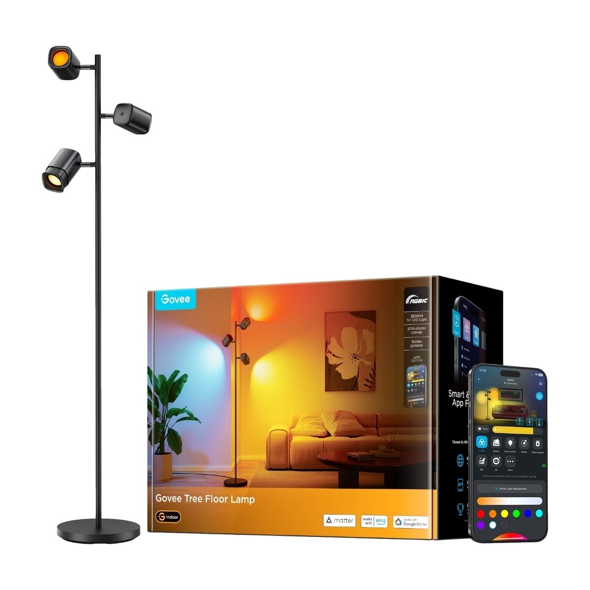 Govee Tree Floor Lamp smart gulvlampe billede 1