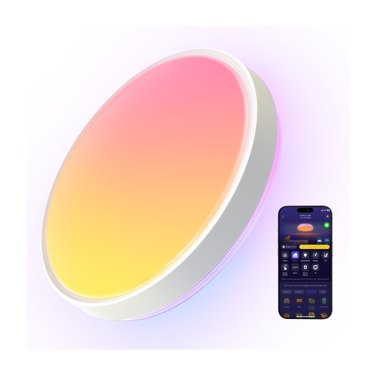 Govee Smart rund loftlampe, 38 cm billede 5