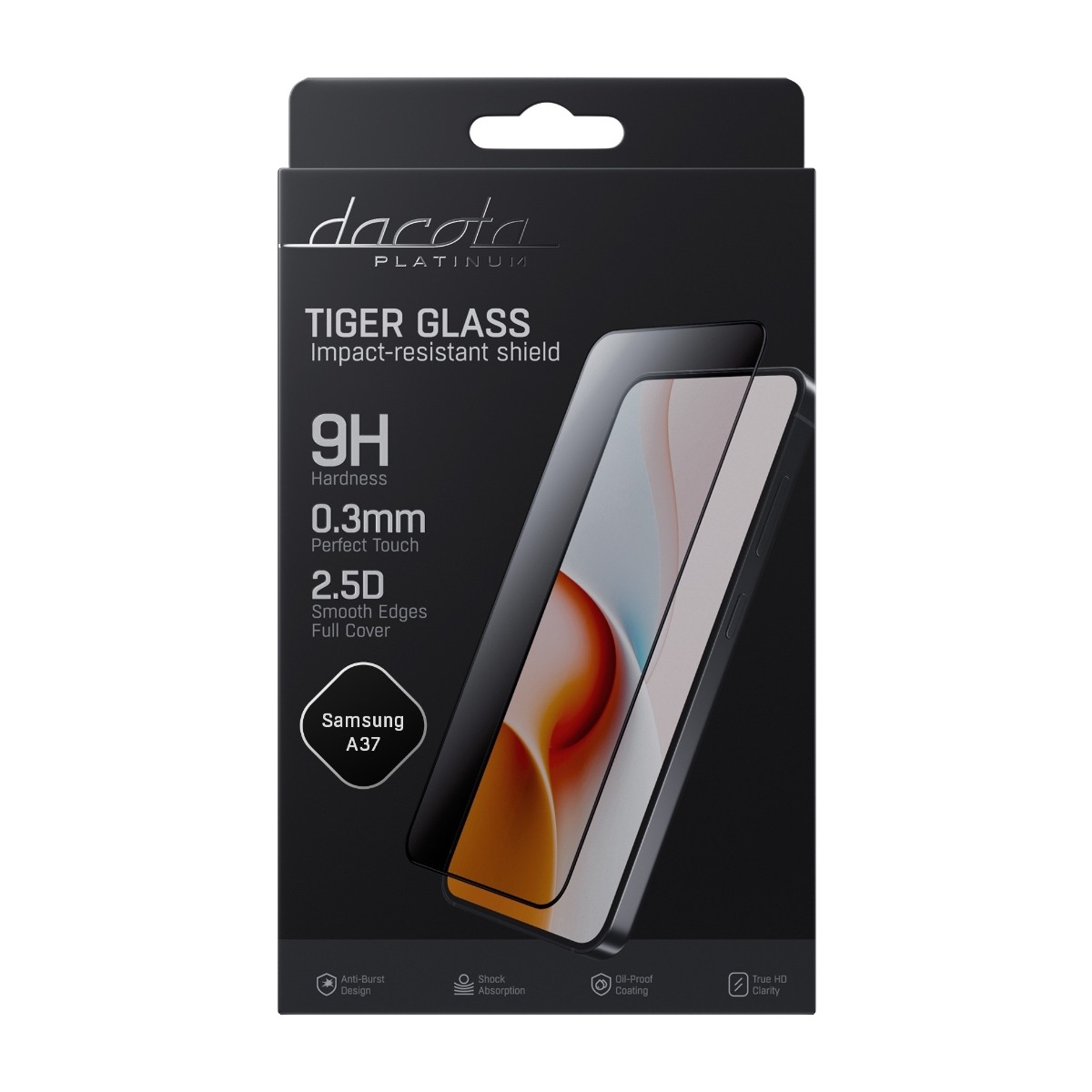 Dacota Platinum Samsung Galaxy A37 Tiger Glass skærmbeskytter, sort billede 2