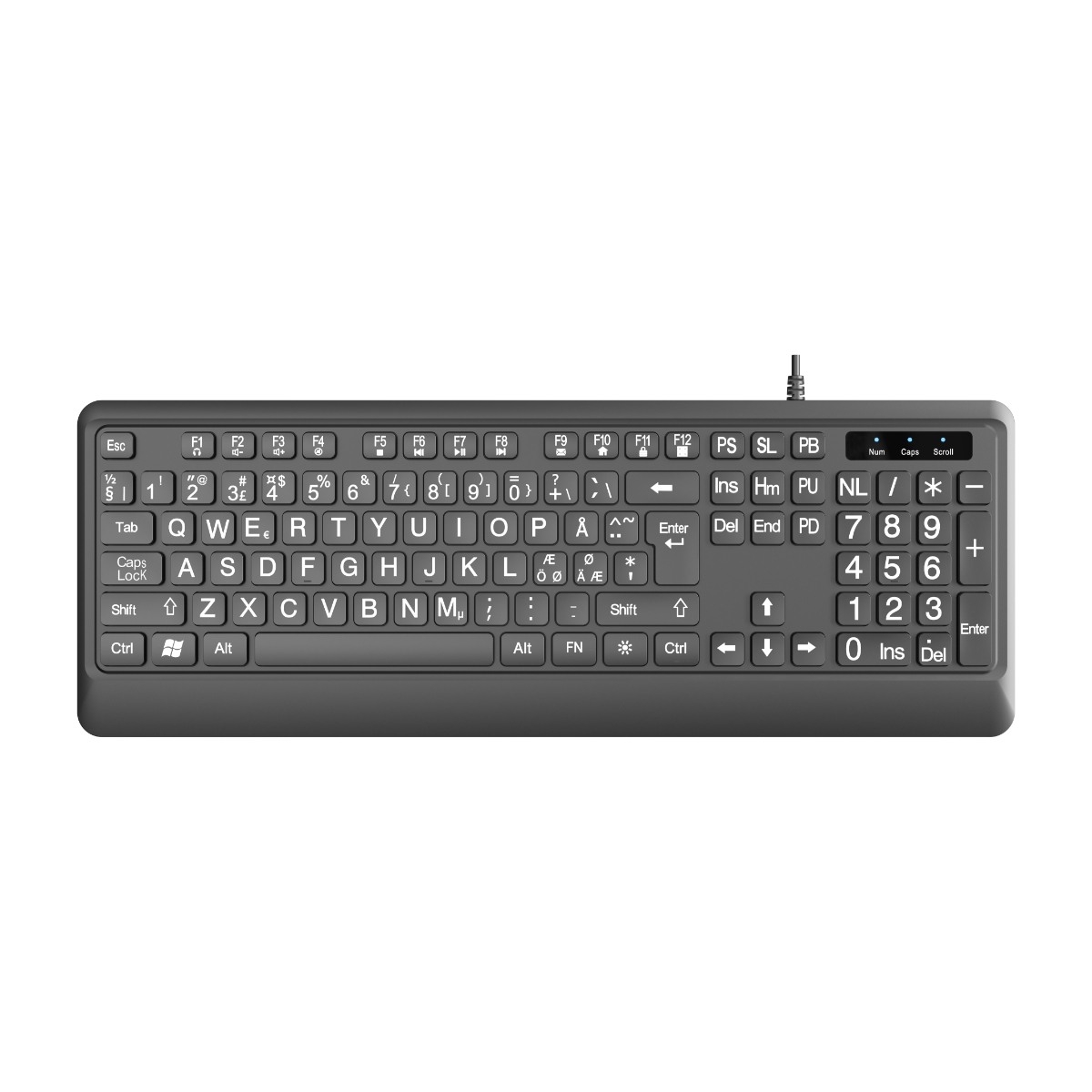Eletra Big baggrundsbelyst tastatur med ledning billede 1