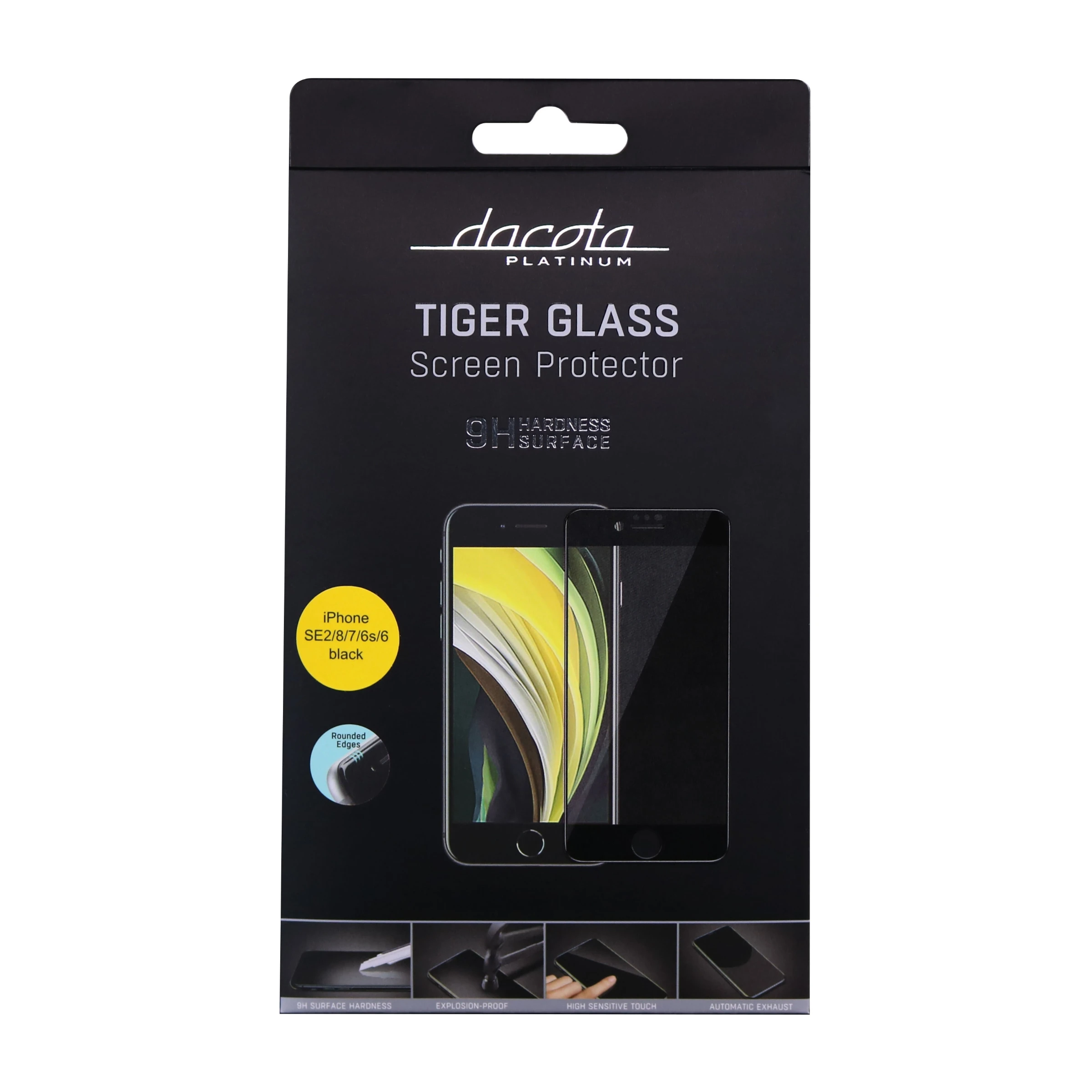 Dacota Platinum iPhone SE (2022)/SE (2020)/8/7/6 Tiger Glass skærmbeskytter, sort billede 2