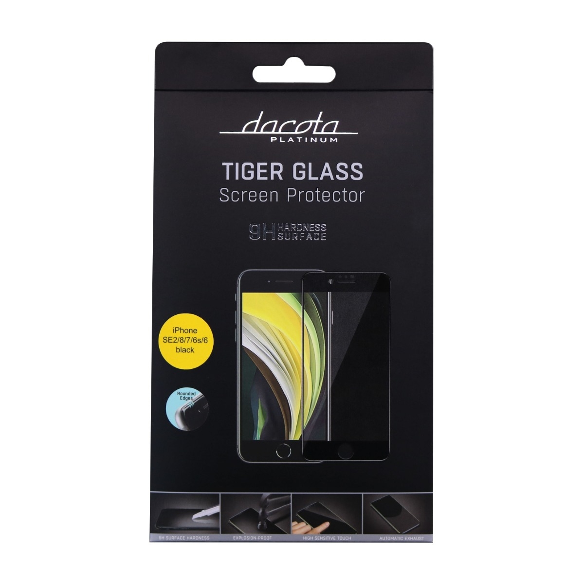 Dacota Platinum iPhone SE (2022)/SE (2020)/8/7/6 Tiger Glass skærmbeskytter, sort billede 3