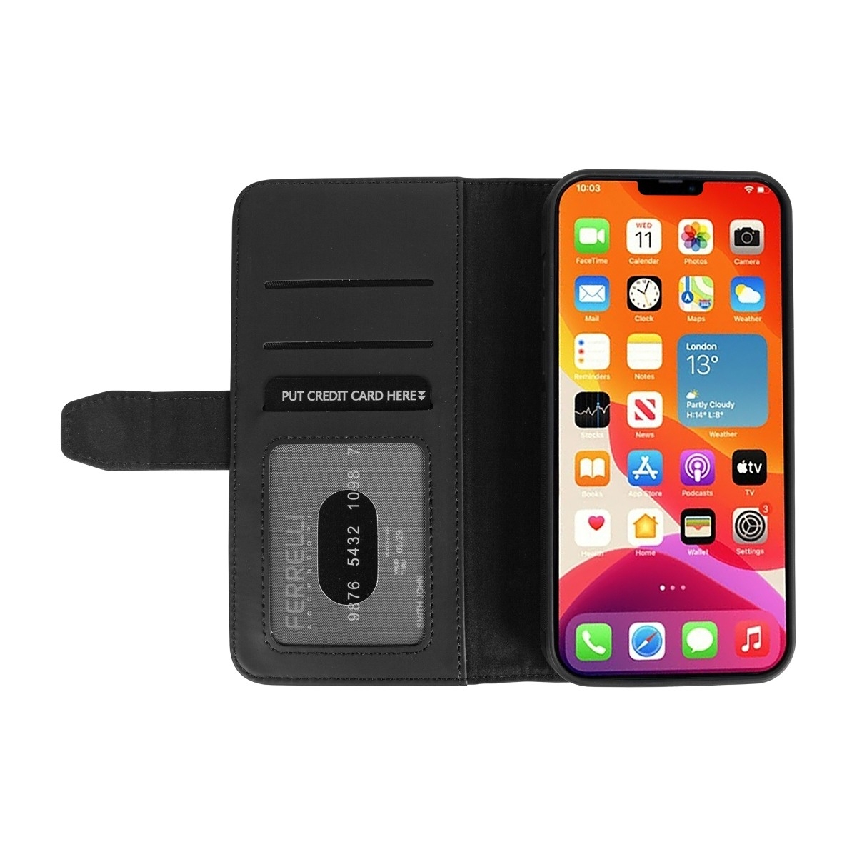 Ferrelli Duo Flip iPhone 13 Cover, sort billede 3