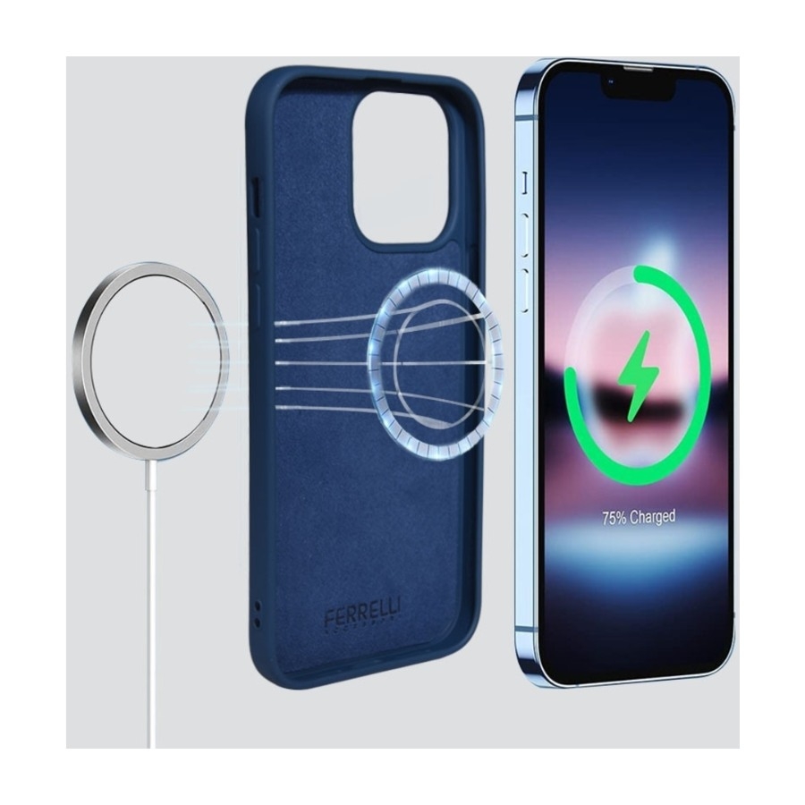 Ferrelli magnetisk silikone-etui iPhone 14, blå billede 2