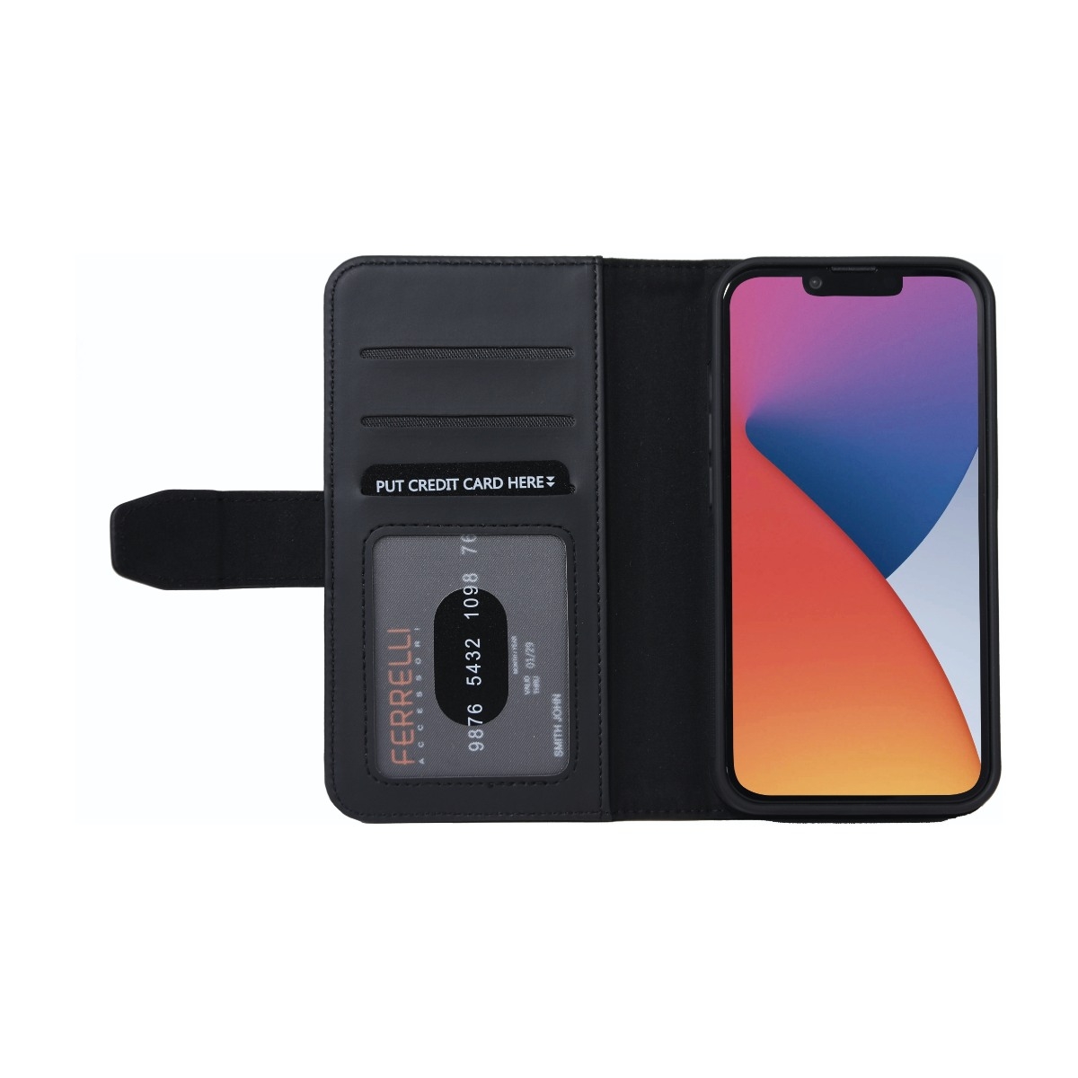 Ferrelli iPhone 15 Duo Flip Cover, sort billede 4