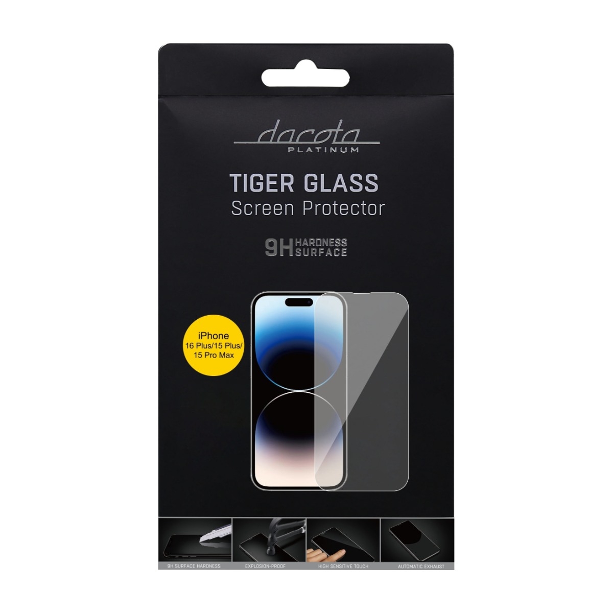 Dacota Platinum iPhone 16 Plus/15 Plus/15 Pro Max Tiger Glass skærmbeskytter, gennemsigtigt billede 3