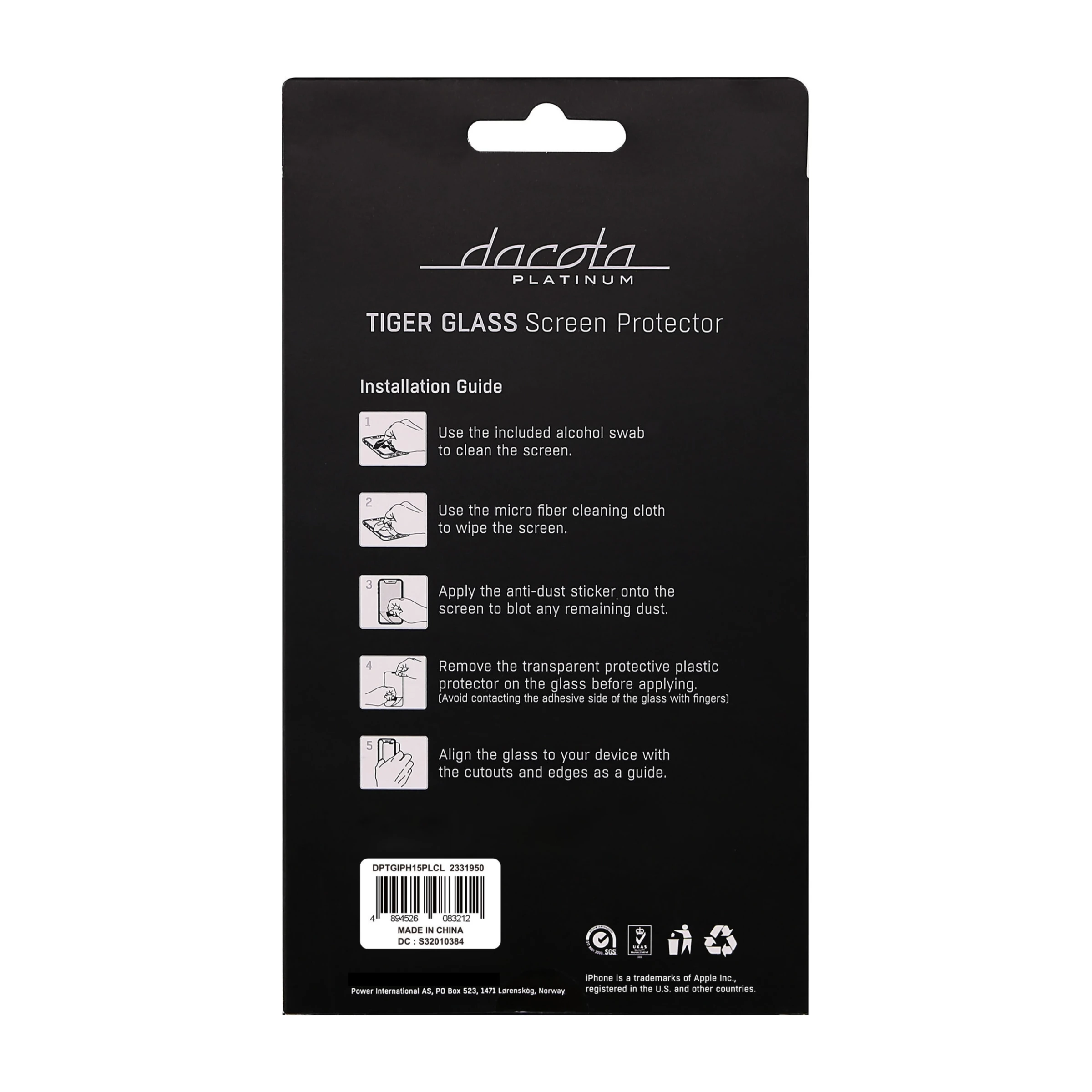 Dacota Platinum iPhone 16 Plus/15 Plus/15 Pro Max Tiger Glass skærmbeskytter, gennemsigtigt billede 4