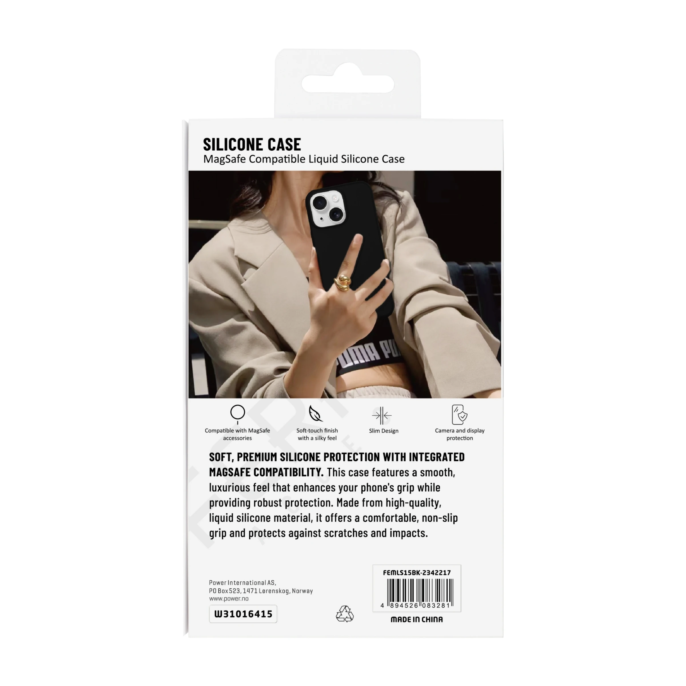 Ferrelli iPhone 15 magnetisk Liquid silikone-cover, sort billede 2