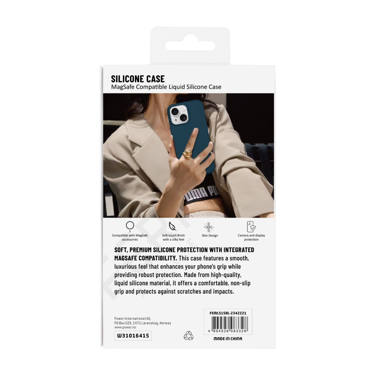 Ferrelli iPhone 15 magnetisk Liquid silikone-cover, blå billede 3