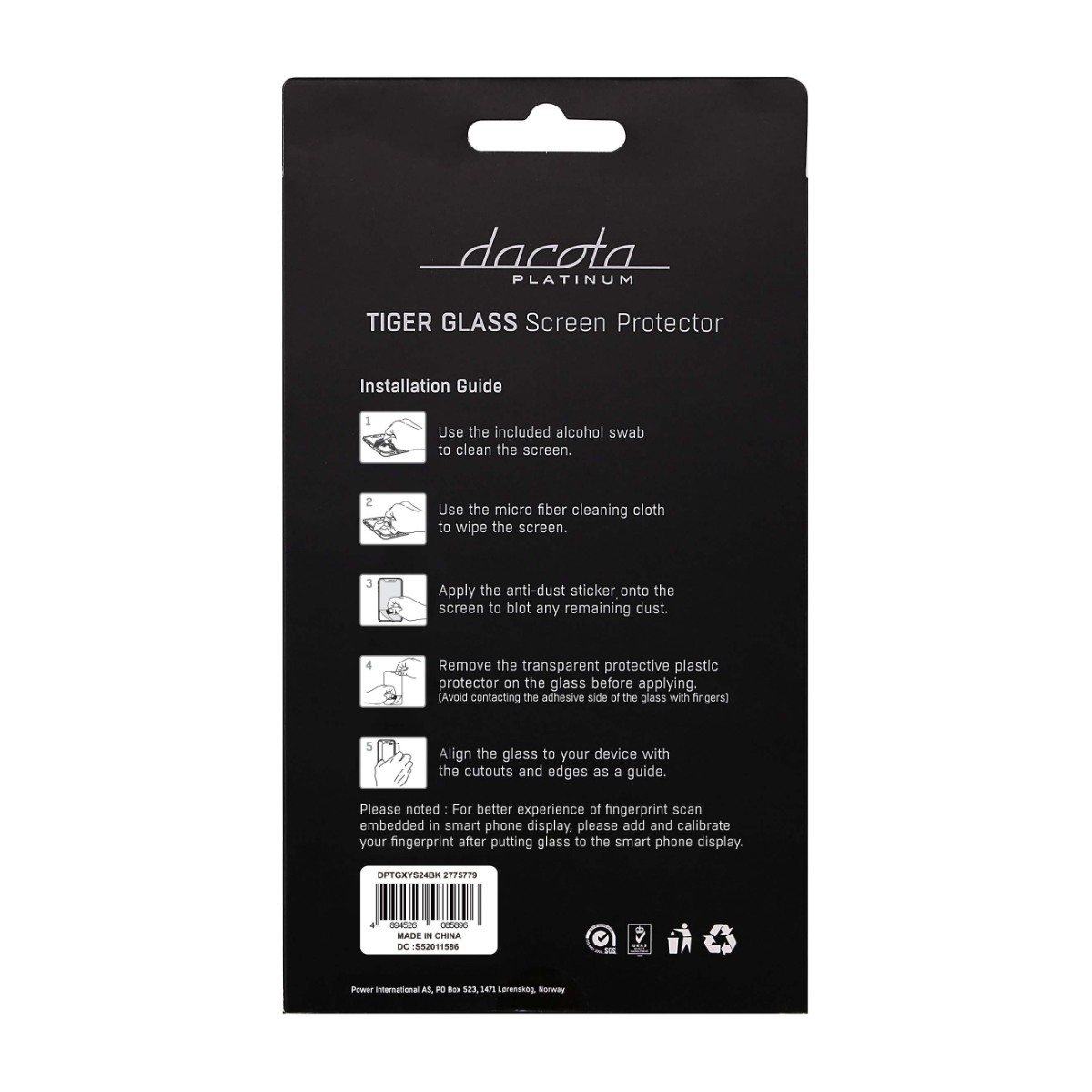 Dacota Platinum Samsung Galaxy S25/S24 Tiger Glass skærmbeskytter, sort billede 2