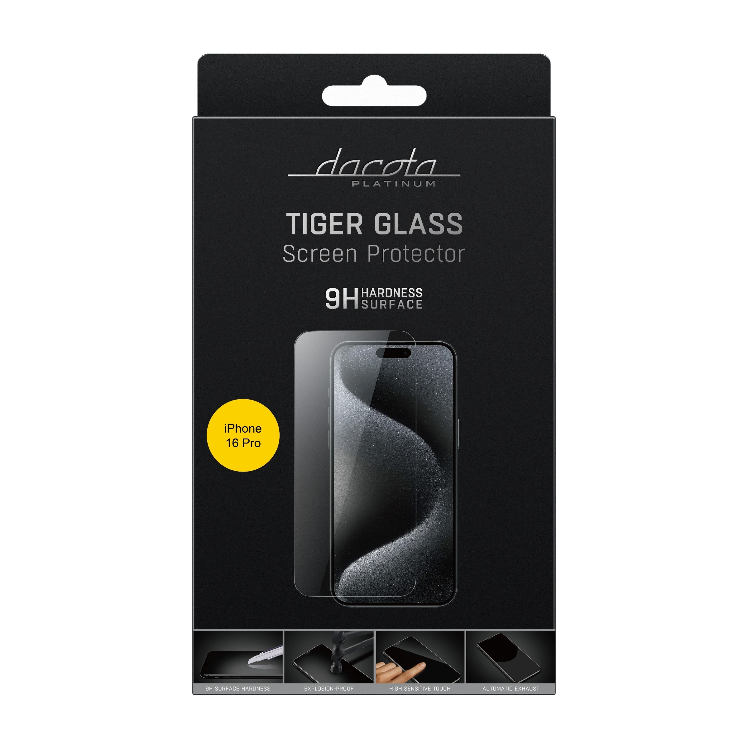 Dacota Platinum iPhone 17/17 Pro/16 Pro Tiger Glass skærmbeskytter, gennemsigtigt billede 2