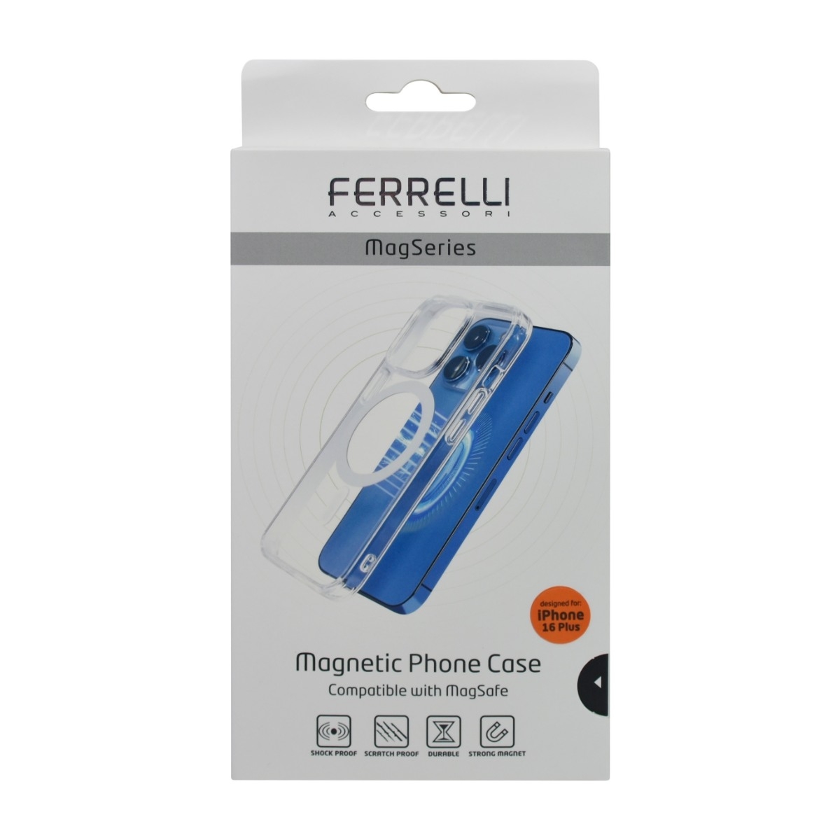 Ferrelli iPhone 16 Plus magnetisk, gennemsigtigt cover billede 3