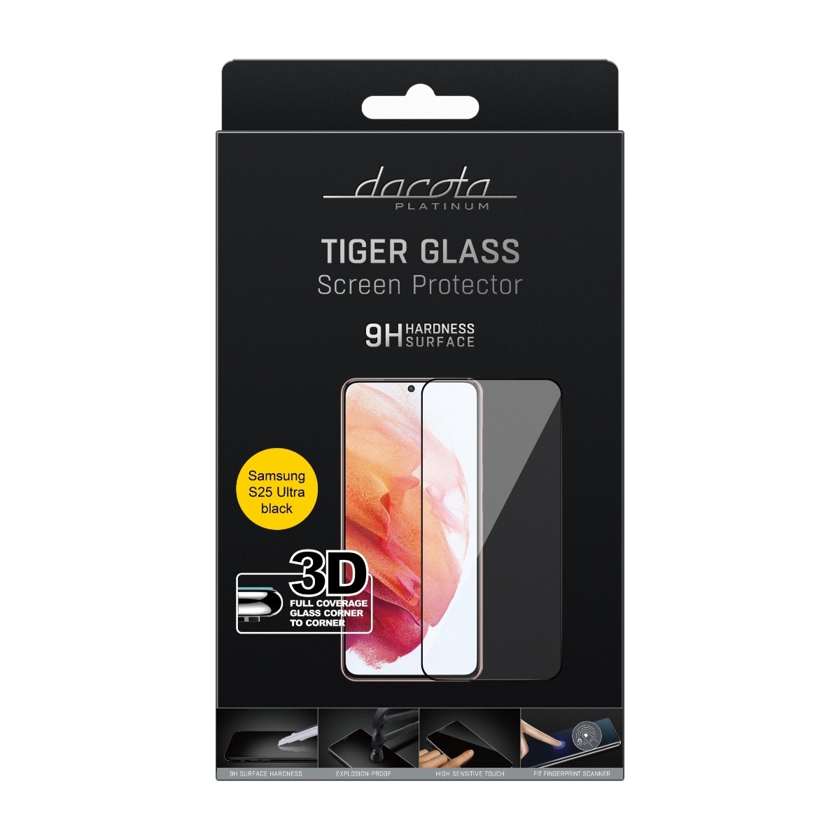 Dacota Platinum Samsung Galaxy S25 Ultra Tiger Glass skærmbeskytter, sort billede 2