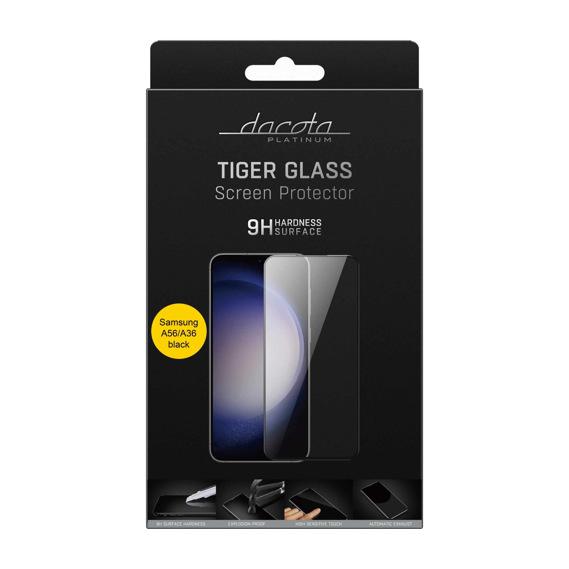 Dacota Platinum Samsung Galaxy A56/36 Tiger Glass skærmbeskytter, sort billede 2