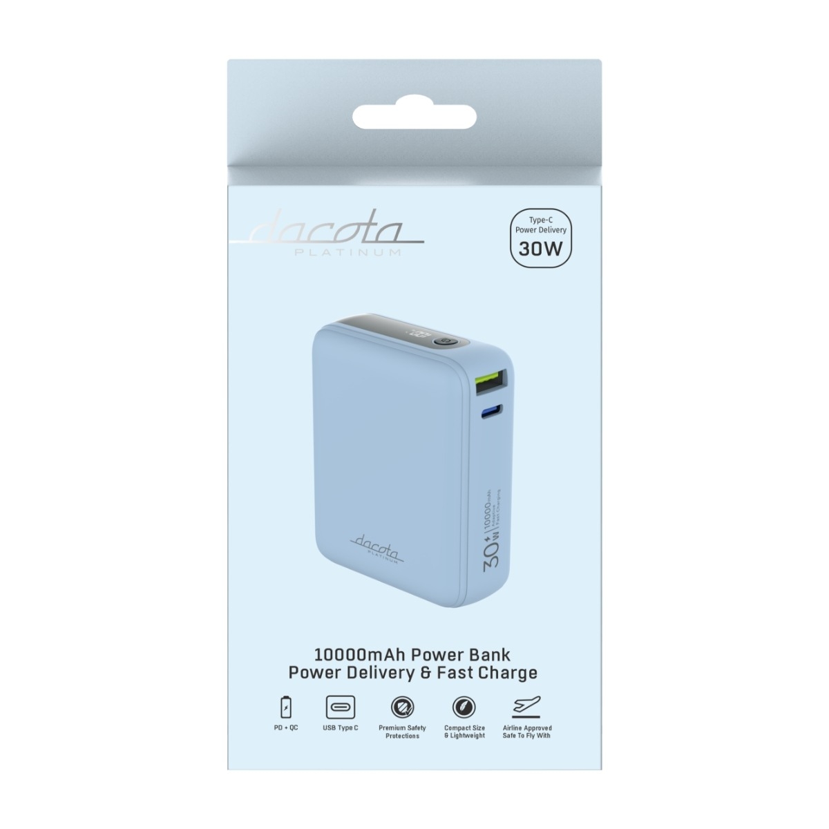 Dacota Platinum AM10 30 W powerbank 10 000 mAh, blå billede 3