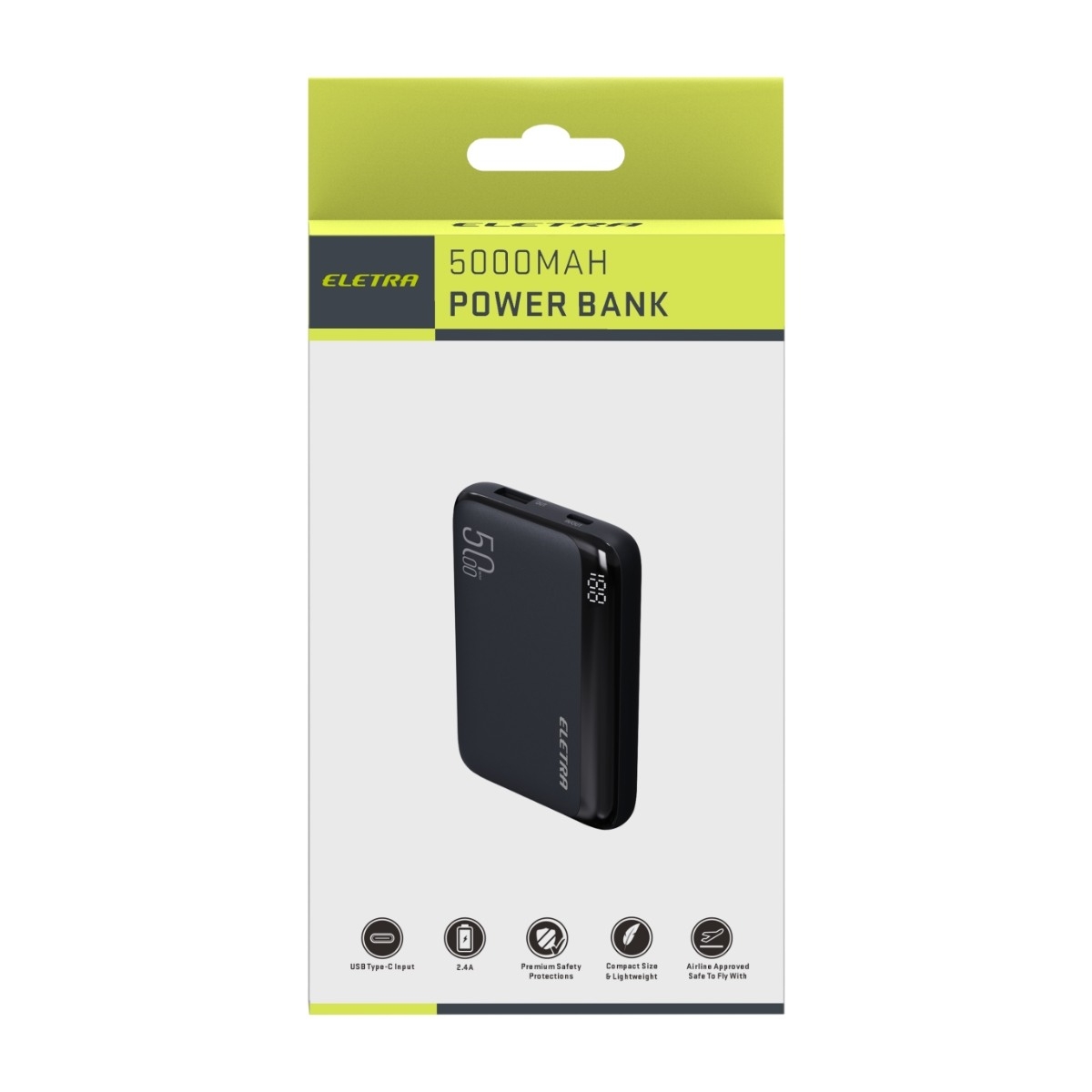 Eletra P5 powerbank 5000 mAh, sort billede 3