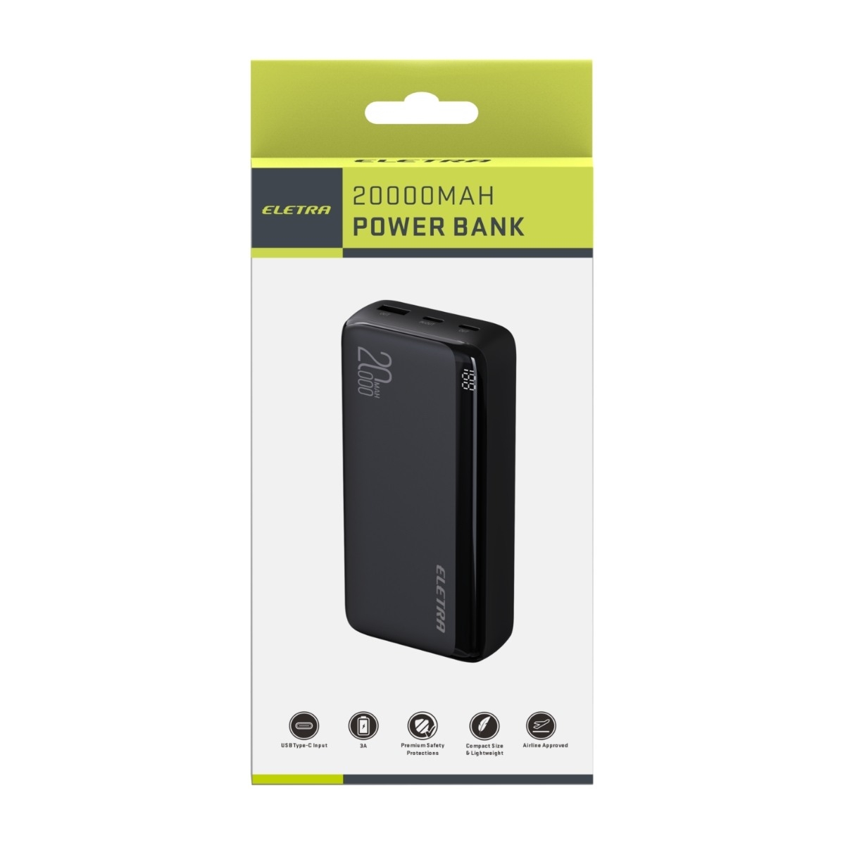 Eletra P20 powerbank 20 000 mAh, sort billede 3
