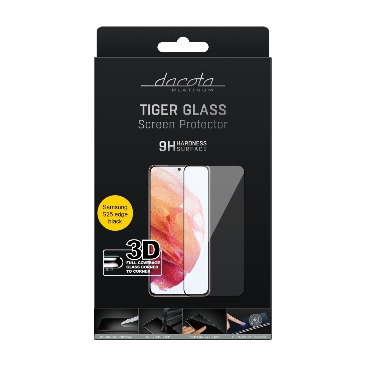 Dacota Platinum Samsung Galaxy S25 Edge Tiger Glass skærmbeskytter, sort billede 2