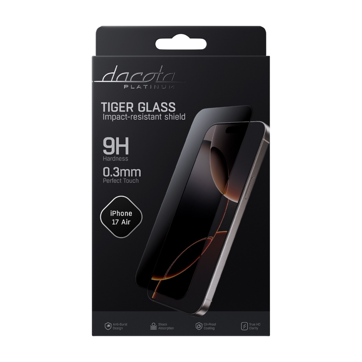 Dacota Platinum iPhone Air Tiger Glass skærmbeskytter, gennemsigtigt billede 2