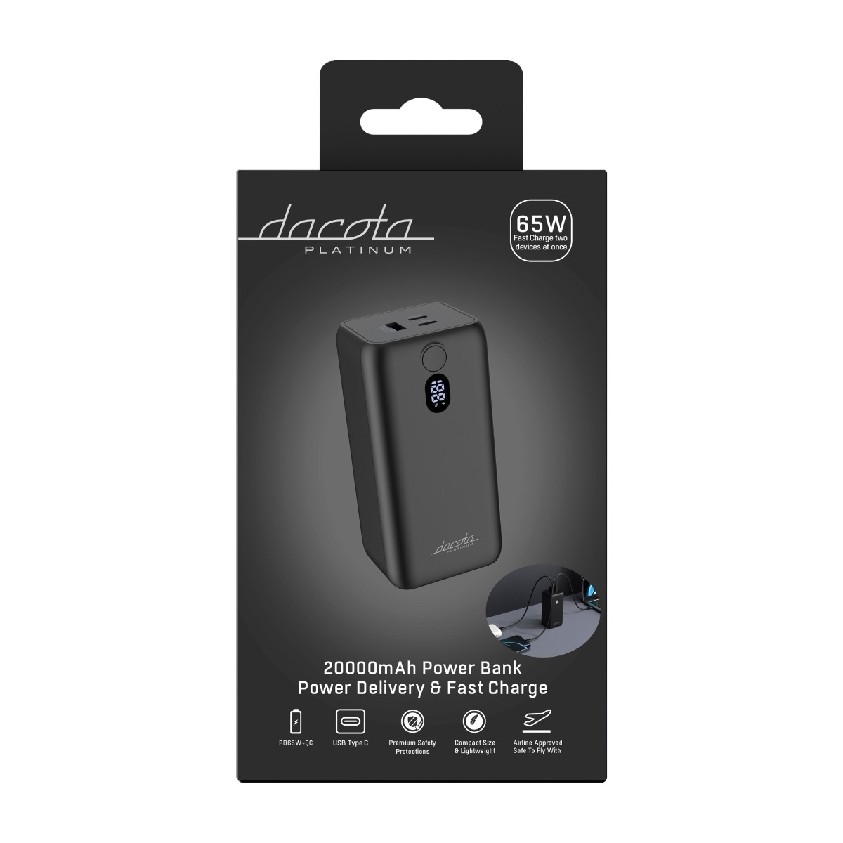 Dacota Platinum DP65WPB20 65W powerbank 20000mAh billede 4