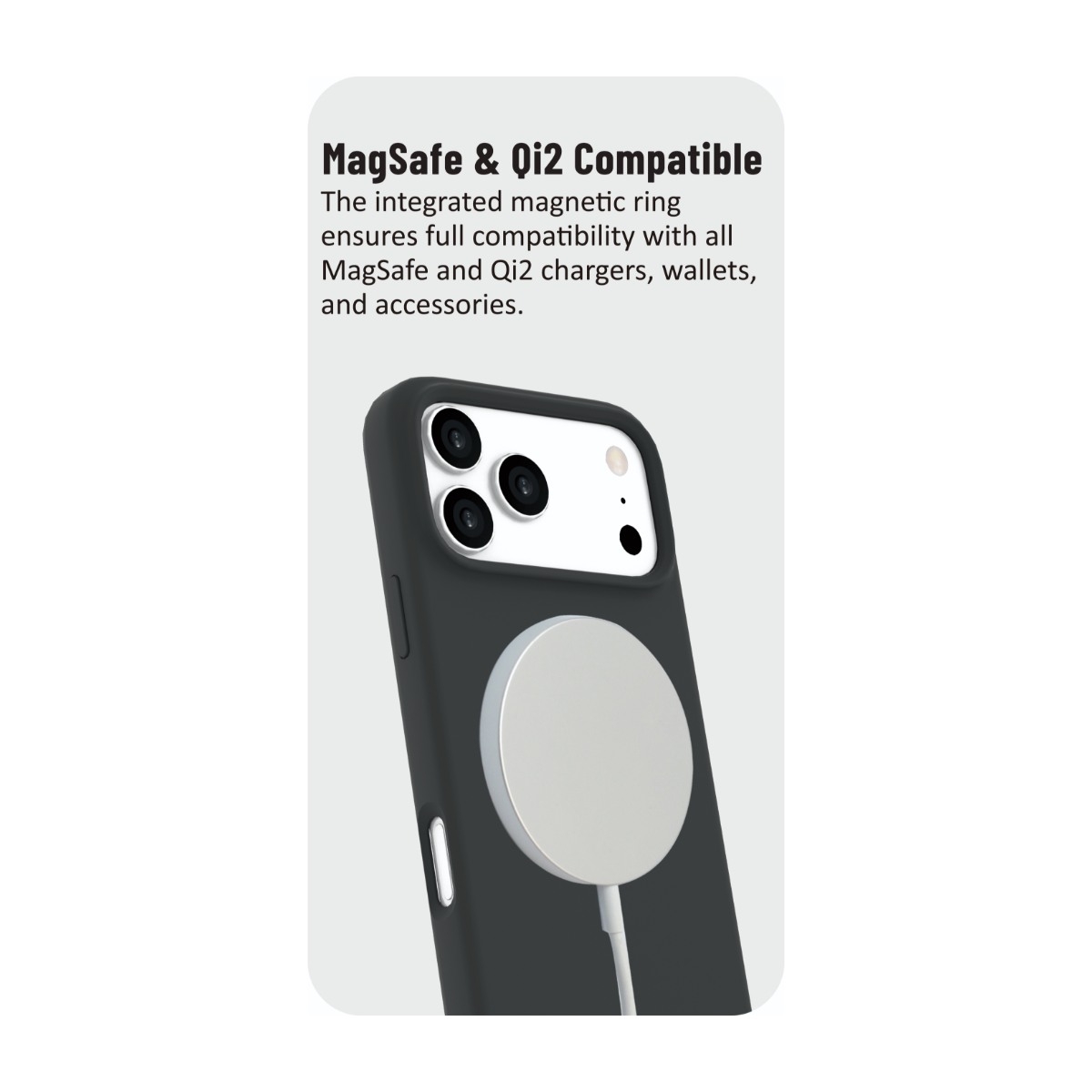 Ferrelli iPhone 17 Pro Max magnetisk Liquid silikone-cover, sort billede 4