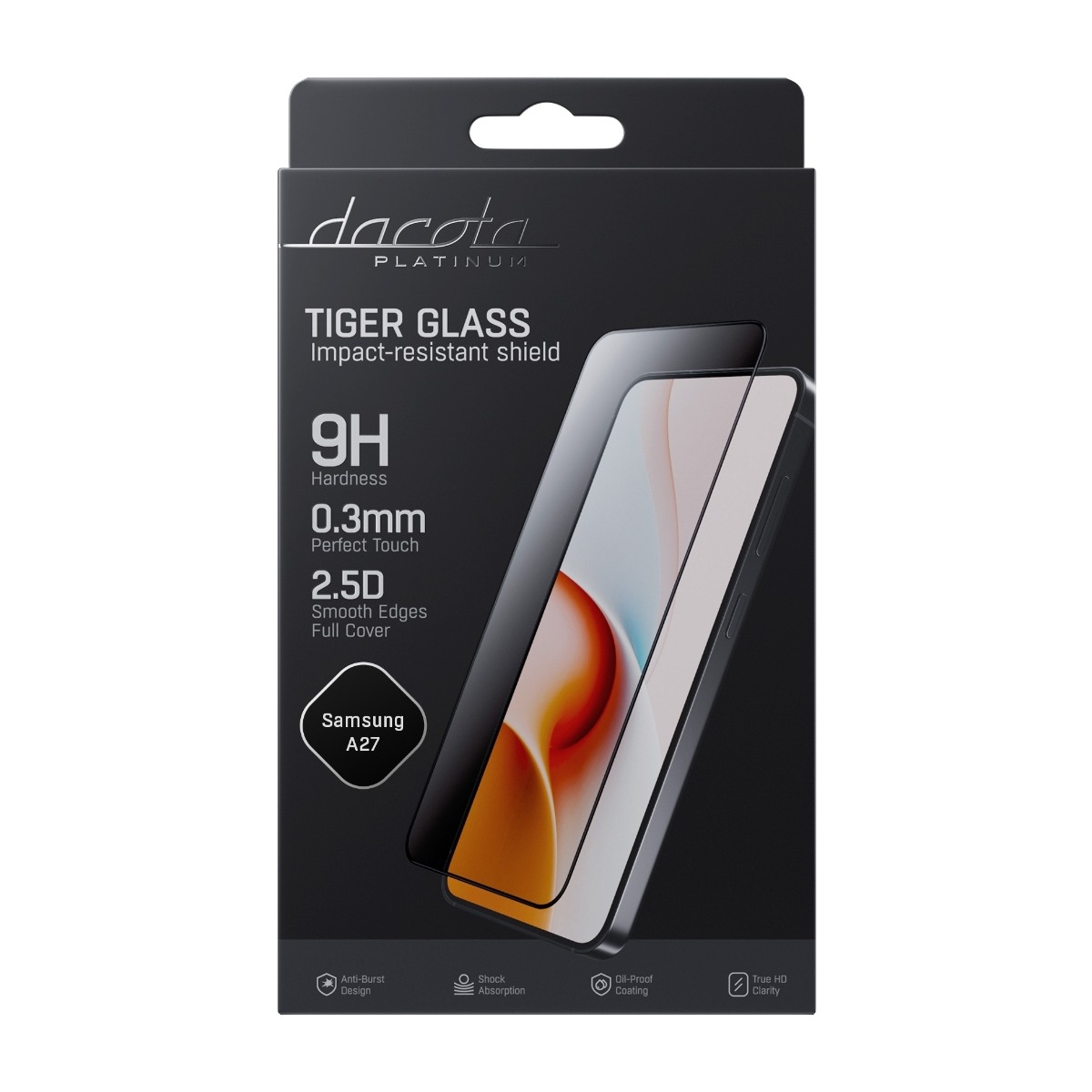 Dacota Platinum Samsung Galaxy A27 Tiger Glass skærmbeskytter, sort billede 2