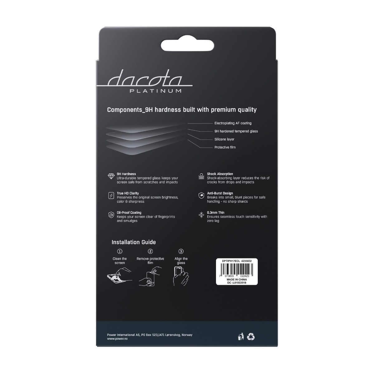 Dacota Platinum iPhone 17e/16e/14/13 skærmbeskytter i hærdet glas billede 3