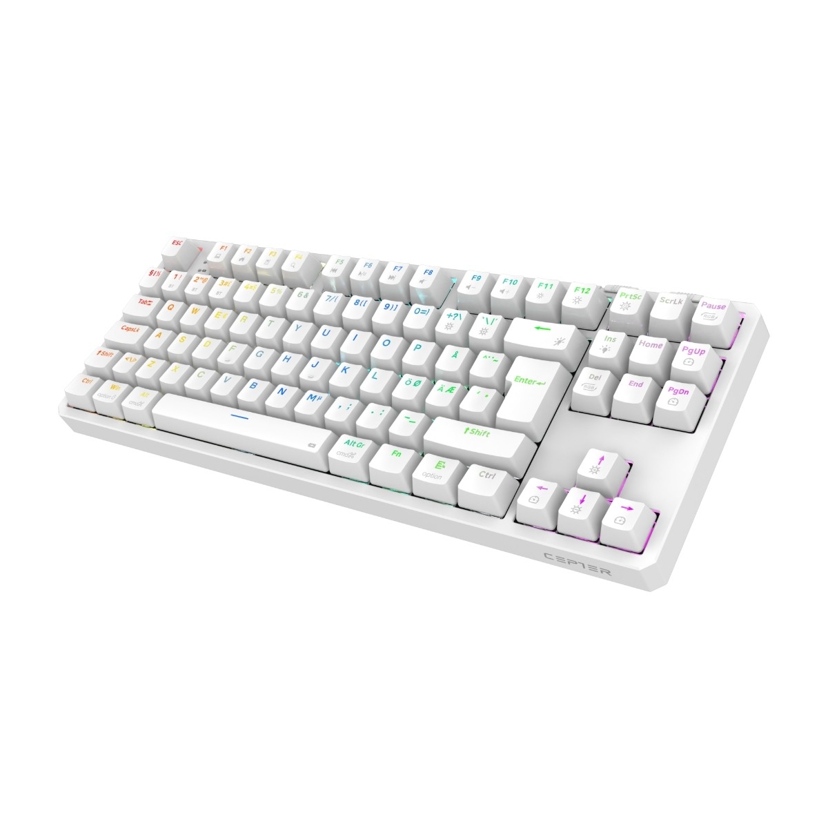 Cepter Cyclops Pro TKL trådløst gaming tastatur, hvid billede 2