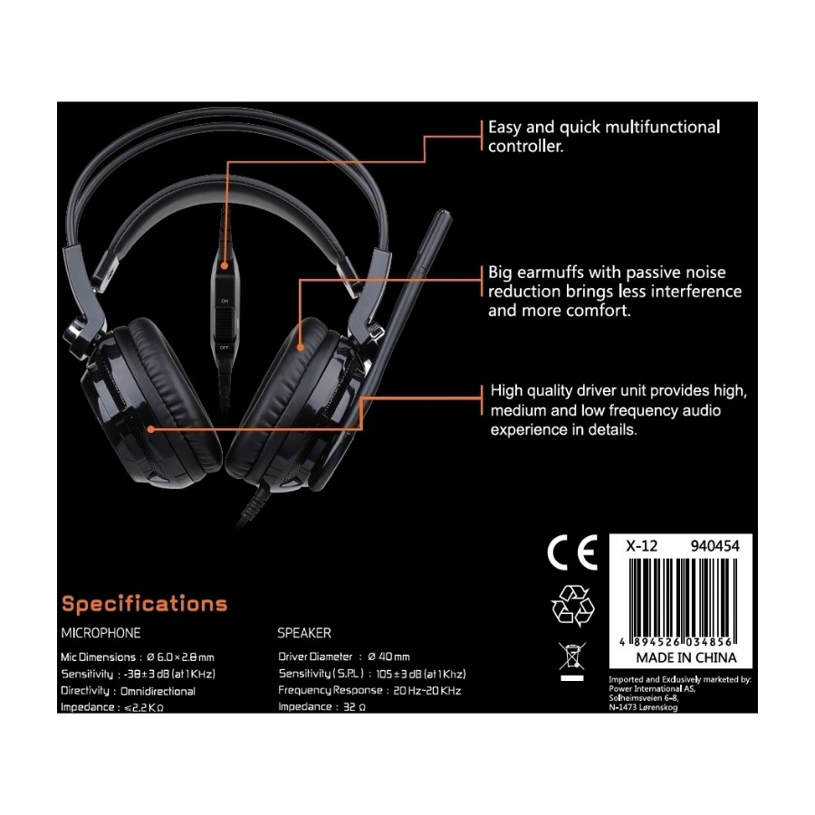 CEPTER X-12 STEREO GAMING HEADSET billede 4
