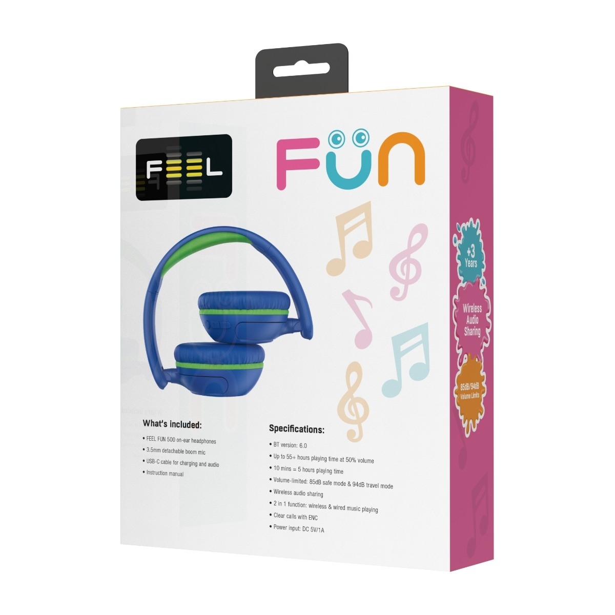 FEEL FUN 500 on-ear Bluetooth-hovedtelefoner, blå billede 4